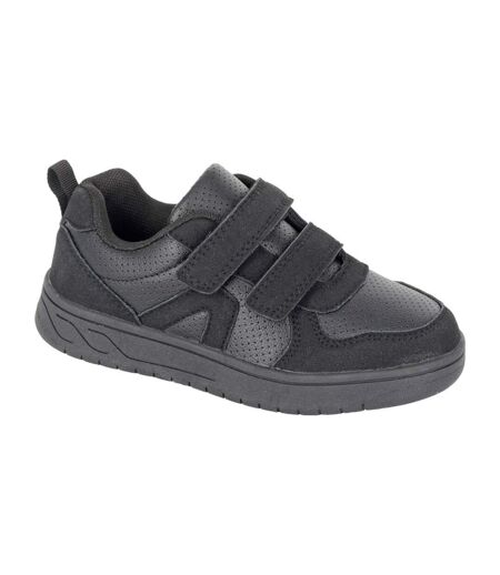 Childrens/kids Cyclone Touch Fastening Trainers Black Dek