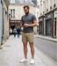 Short homme CHALLENGER 710095U001 beige : le bermuda 3 poches en pur coton pour l'été-5