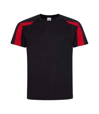 AWDis Cool Mens Contrast Moisture Wicking T-Shirt (Jet Black/Fire Red) - UTPC5918