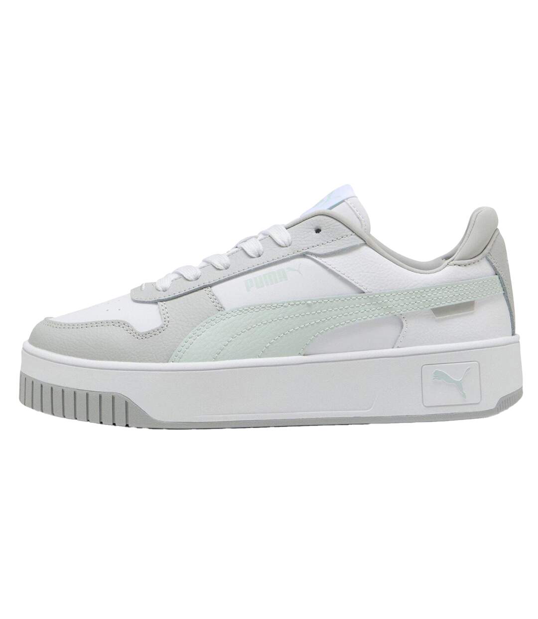 Womens/ladies Carina Street Leather Platform Trainers White Blue Grey Puma-2