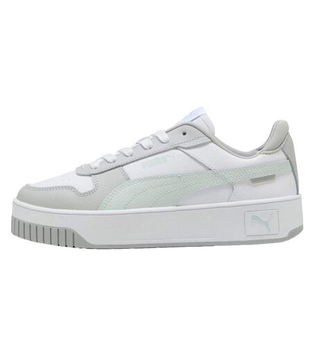 Womens/ladies Carina Street Leather Platform Trainers White Blue Grey Puma