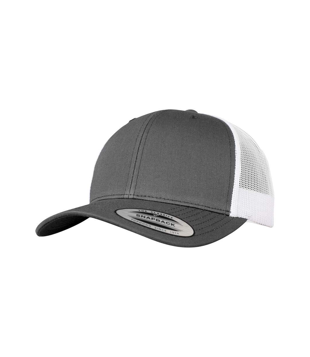 Casquette trucker retro adulte gris foncé / blanc Flexfit-1