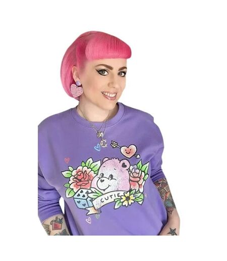 Sweat Motif/style Tatouage Adulte Violet Clair Care Bears