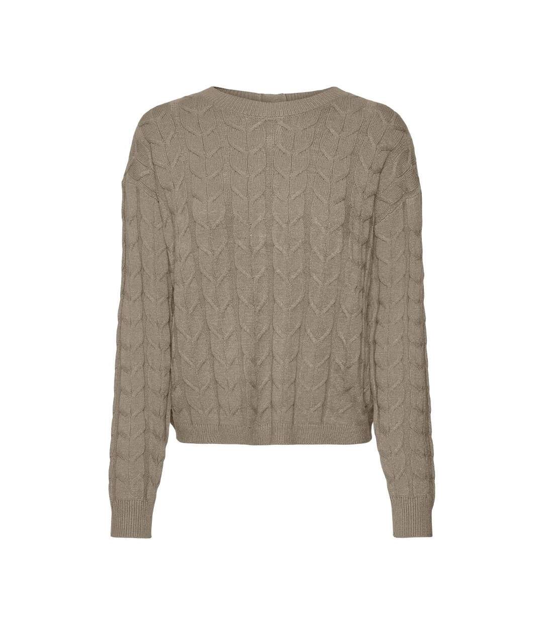Pull taupe femme vero moda tilda-1