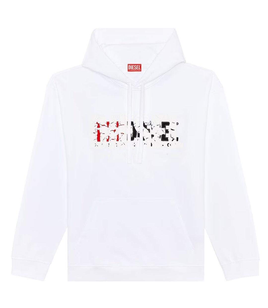 Sweat À Capuche Motif/style Logo Double Détruit Homme Blanc Diesel-2