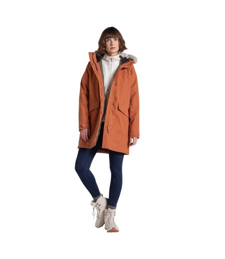 Veste Imperméable À Capuche Avec Bord Duveteux Amovible Sofia Femme Orange Clair Craghoppers