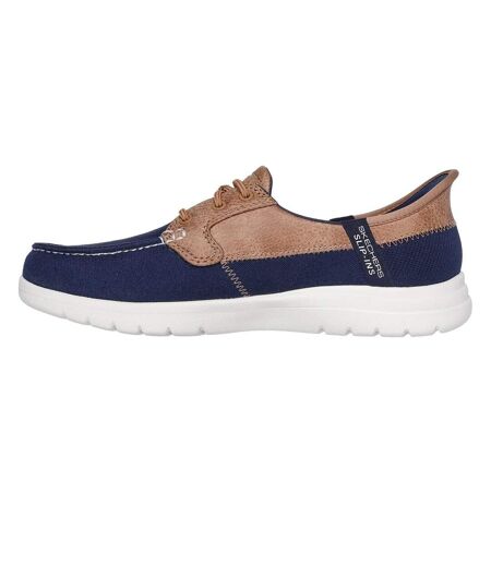 Womens/ladies On The Go Flex Palmilla Boat Shoes Navy Skechers