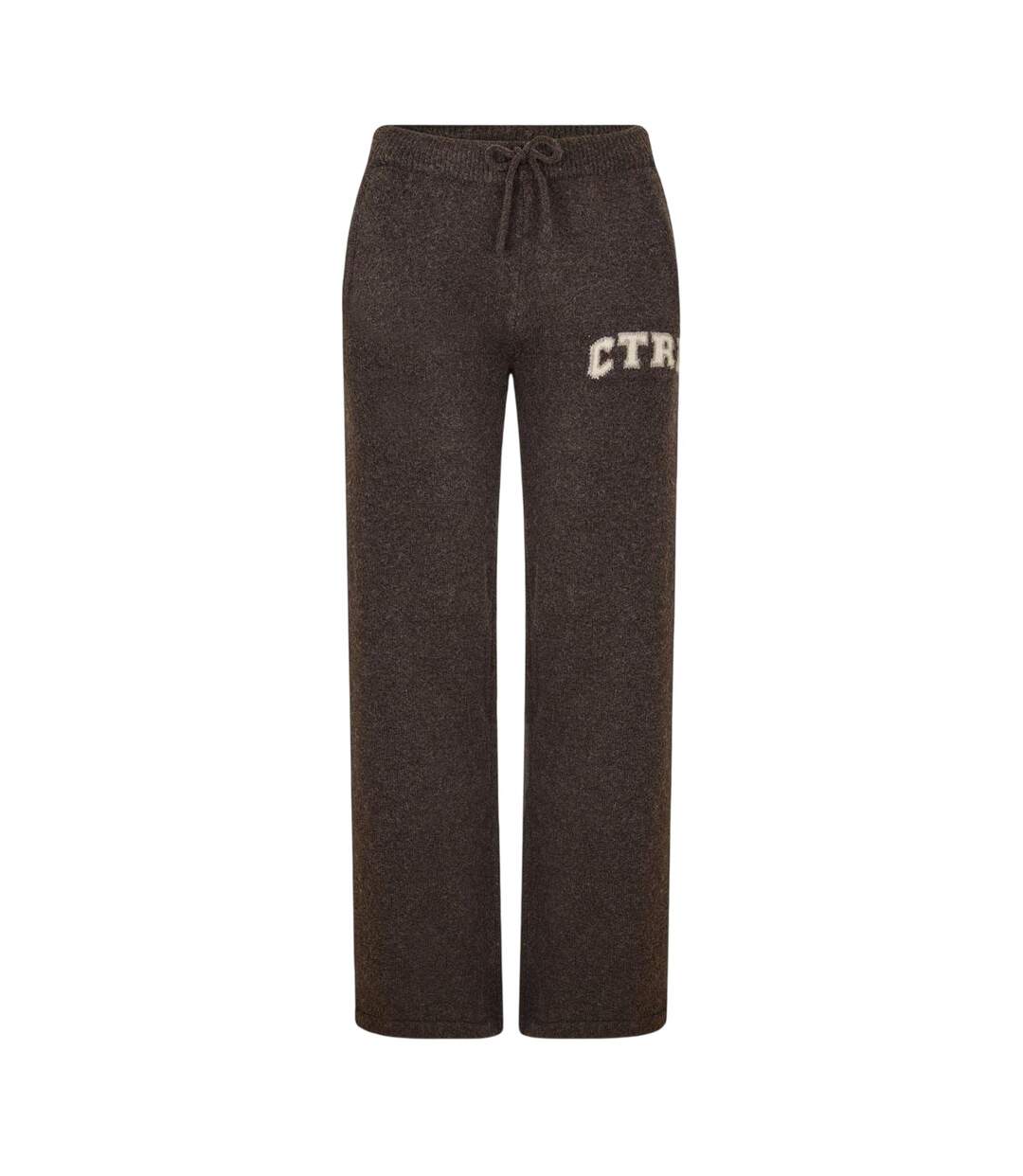 Womens/ladies Fleece Wide Leg Sweatpants Brown Couture-1