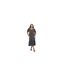 Robe Mi-longue Manches Courtes Motif/style À Pois Femme Noir Violet Brave Soul-1