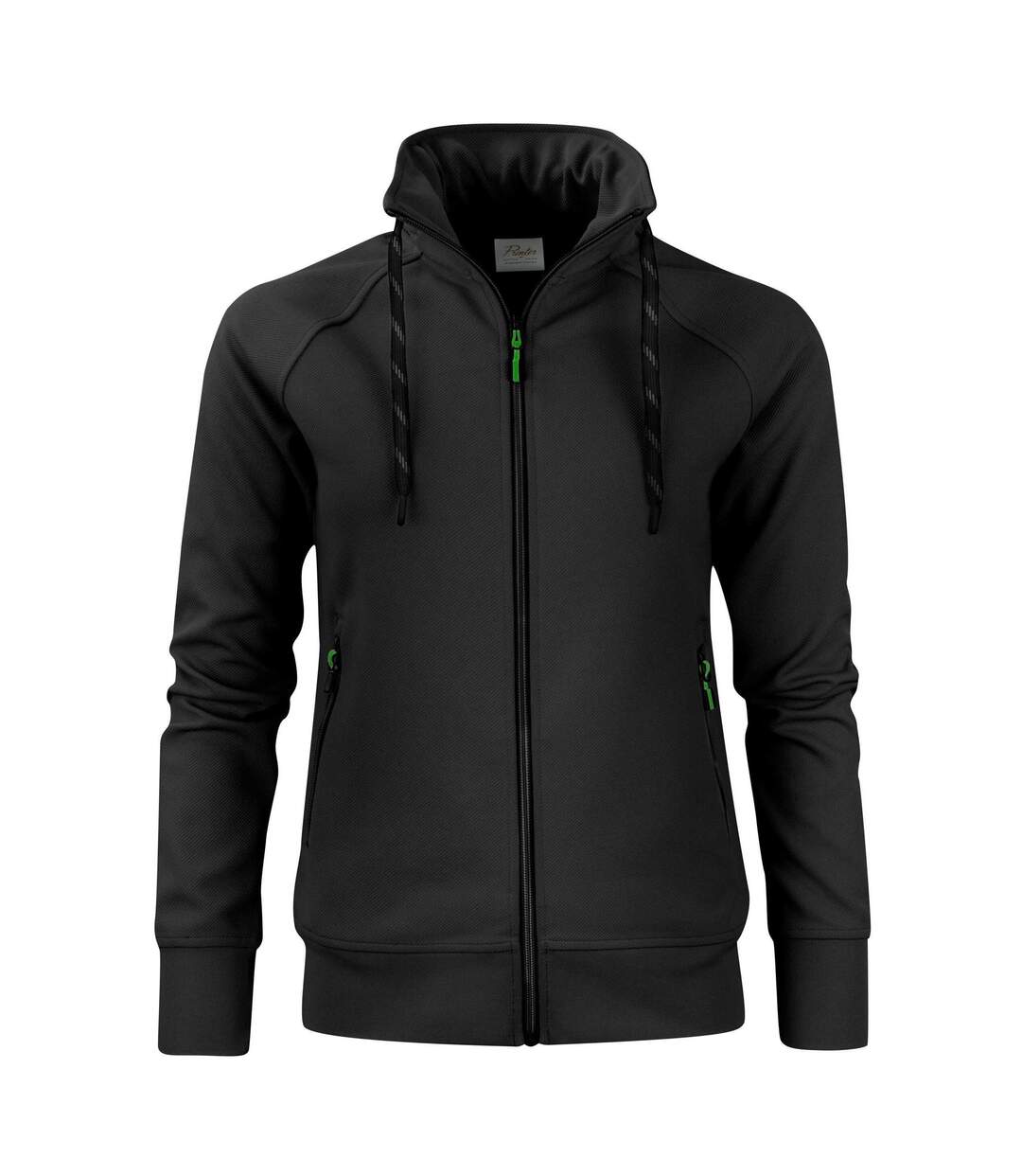 Womens/ladies Jog Sweat Jacket Black Printer-1
