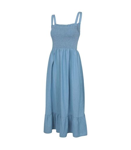 Womens/ladies marbella strappy shirred midi dress pale blue Mountain Warehouse