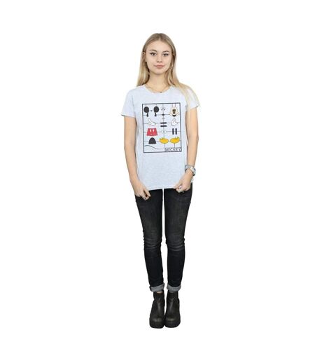 Disney T-shirt en coton Femme/Femme Mickey Mouse Construction Kit (Gris sportif) - UTBI30902