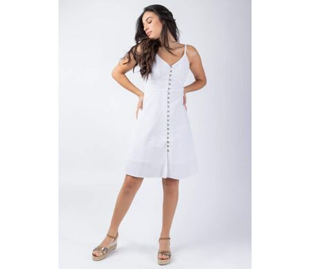 Robe coupe courte MAXINE unie blanc Coton Du Monde