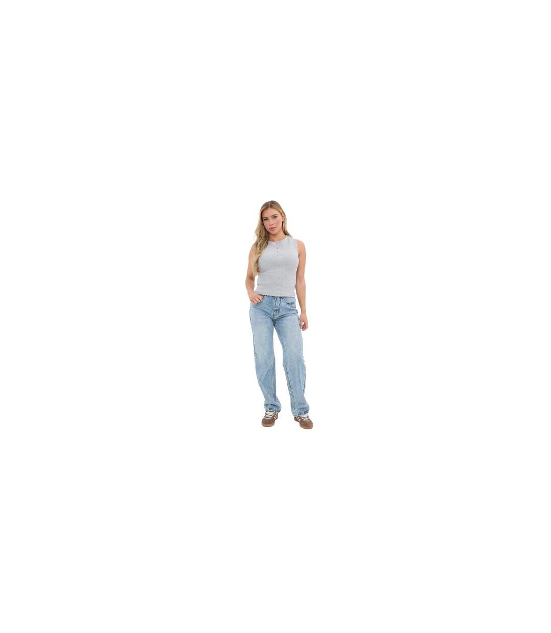 Haut Court Sans Manches Femme Gris Chiné I Saw It First-1