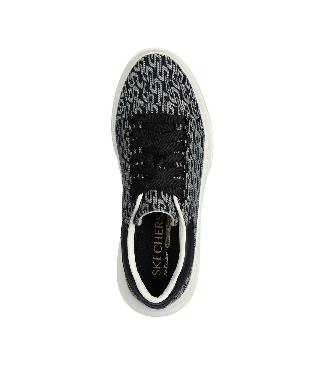 Womens/ladies Classic Textile Trainers Black Natural Skechers-4
