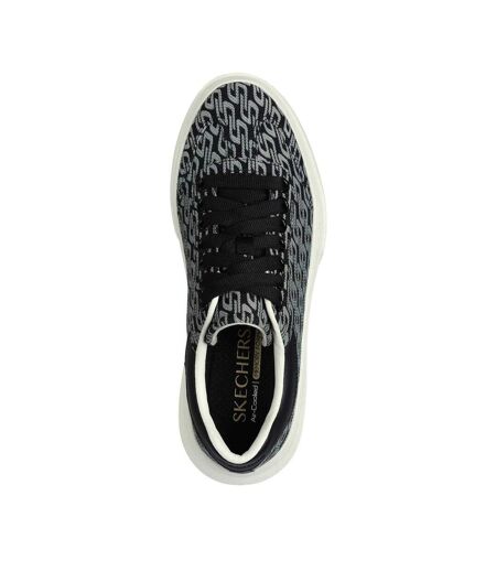 Womens/ladies Classic Textile Trainers Black Natural Skechers