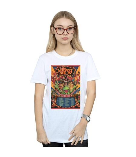Disney Womens/Ladies The Muppets The Muppet Show Poster Cotton Boyfriend T-Shirt (Blanc) - UTBI41153