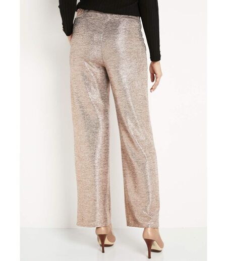 Pantalon large taille élastiquée maille brillante