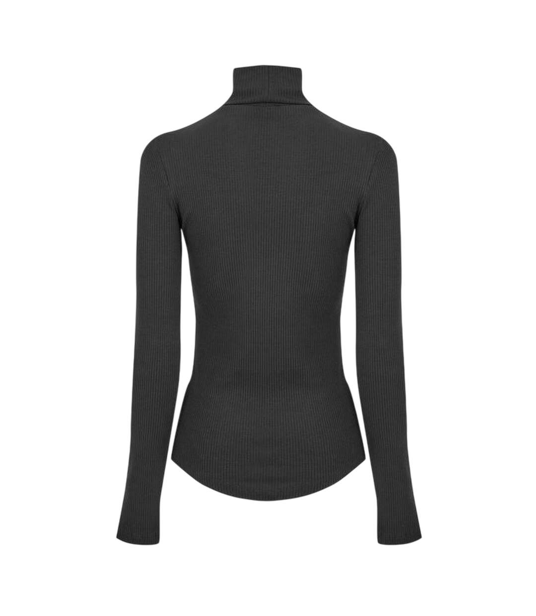 Womens/ladies Roll Neck Slim Long-sleeved Top Black Tommy Hilfiger-3