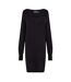 Womens/ladies Knitted Turtle Neck Sweater Dress Black Pieces-2