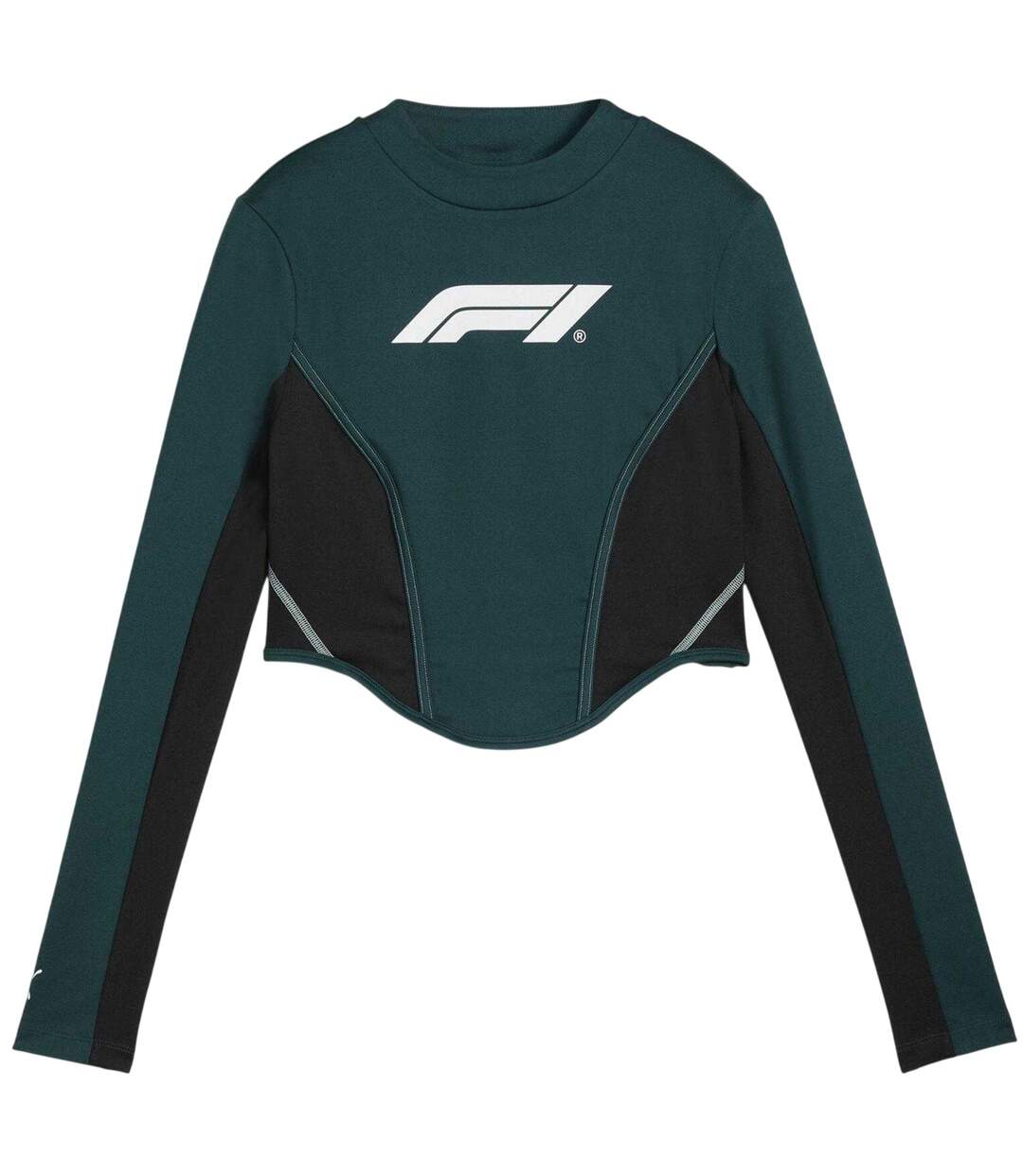Womens/ladies Lifestyle Formula 1 Long-sleeved Corset Top Green Terrain Puma-2