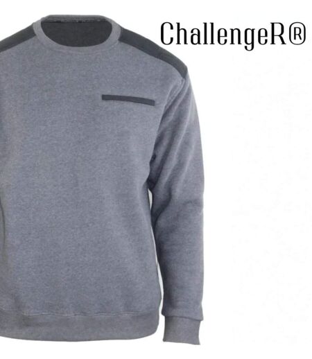 CHALLENGER PARFAIT1 — Sweat molleton gris chiné : chaleur 320 g et résistance