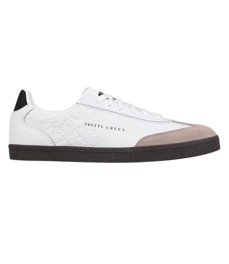 Mens Moorgate Leather Trainers White Pretty Green
