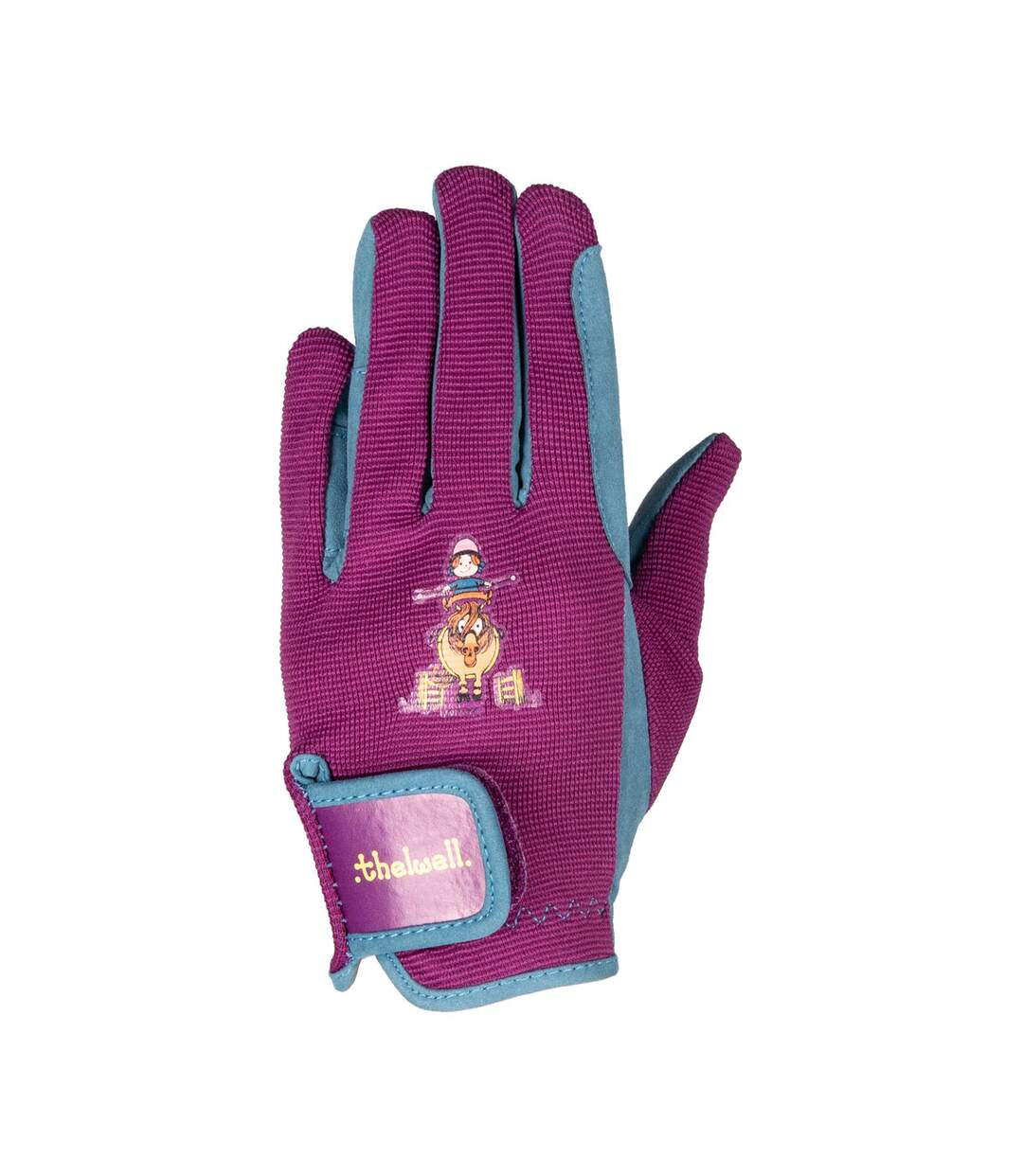 Gants d´équitation thelwell collection enfant violet / bleu mer Hy-1