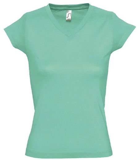 T-shirt manches courtes col V - Femme - 11388 - vert menthe