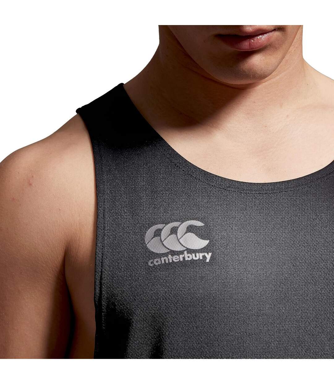 Mens Super Light Tank Top Black Gunmetal Grey Canterbury-4