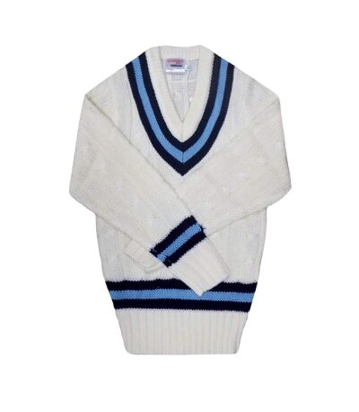 Pull homme blanc / bleu marine / bleu ciel Carta Sport Carta Sport