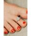 925 Silver White Zircon Round Stone Bohemian Midi Bichiya Toe Ring