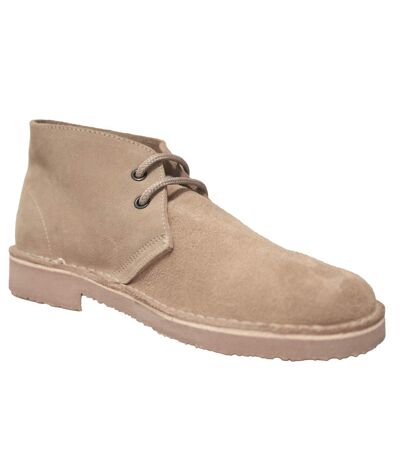 Roamers Mens Real Suede Unlined Desert Boots (Stone) - UTDF111
