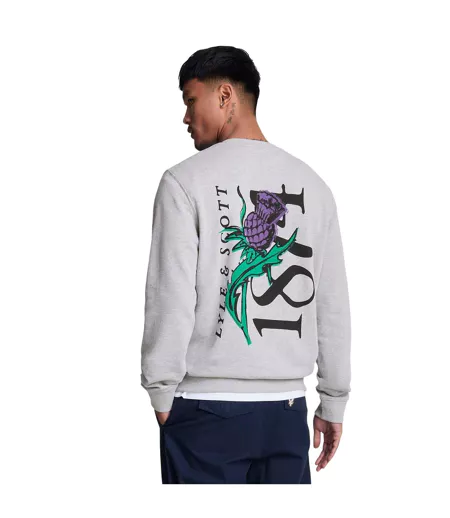 Sweat Style Imprimé Au Dos Thistle Homme Gris Lyle & Scott