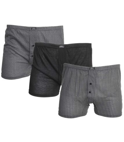 Tom Franks Mens Patterned Jersey Boxer Shorts (3 Pairs) (Gray)