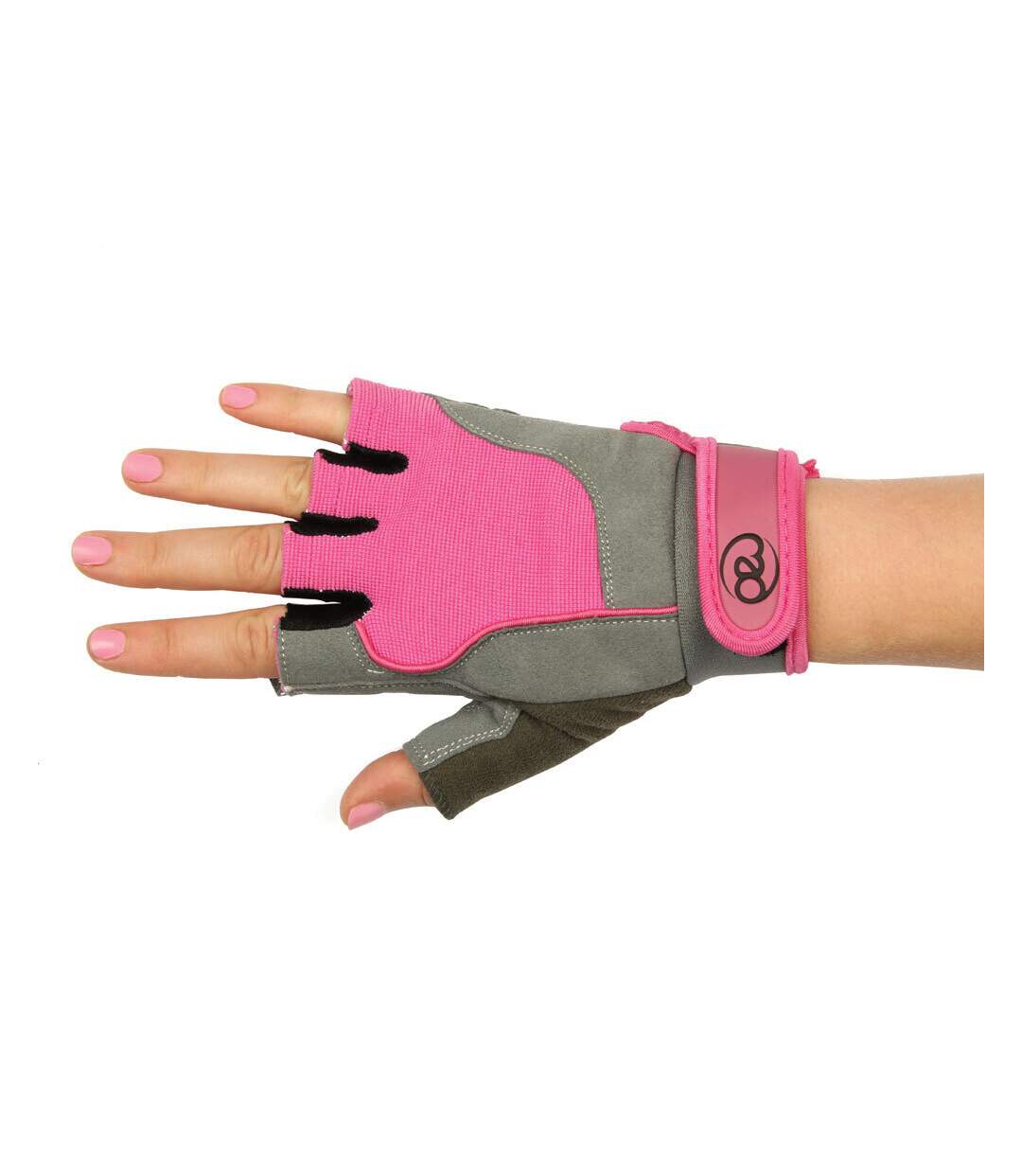 Womens/ladies cross training gloves pink/grey Fitness Mad-1