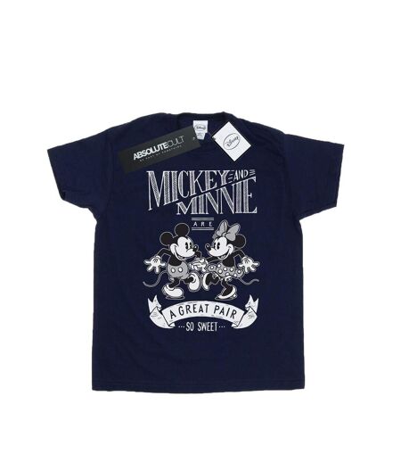 Disney Femme/Les femmes Mickey et Minnie Mouse Great Pair T-Shirt Boyfriend en coton (Bleu marine) - UTBI50646