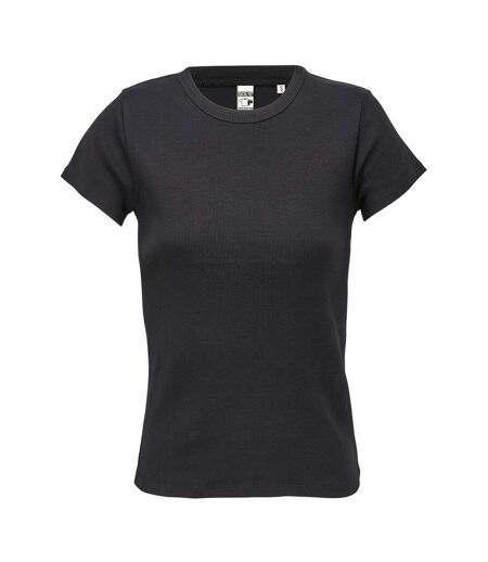 Womens/ladies Sara T-shirt Deep Black SOLS