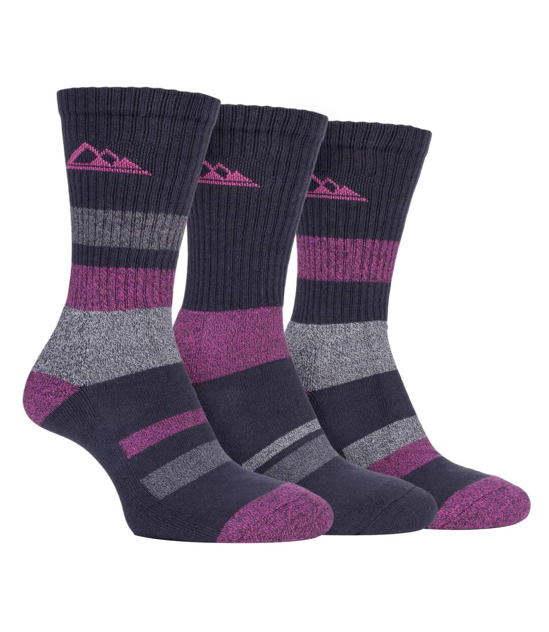 3 Paires Chaussettes de Randonnée Femme Rayées Été-1