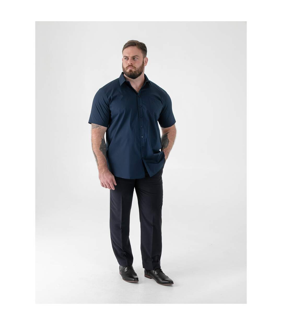 D555 Chemise Unie Manches Courtes Lucas Homme Rose Duke-4