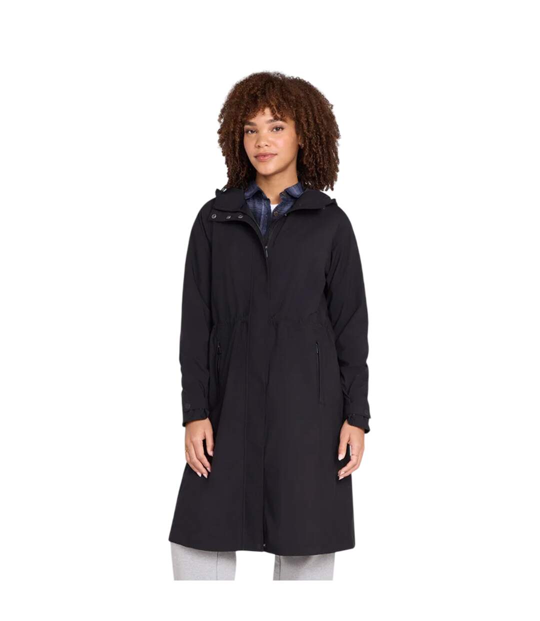 Womens/ladies Jade Long Length Waterproof Jacket Black Animal-2