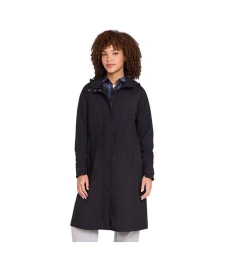 Womens/ladies Jade Long Length Waterproof Jacket Black Animal