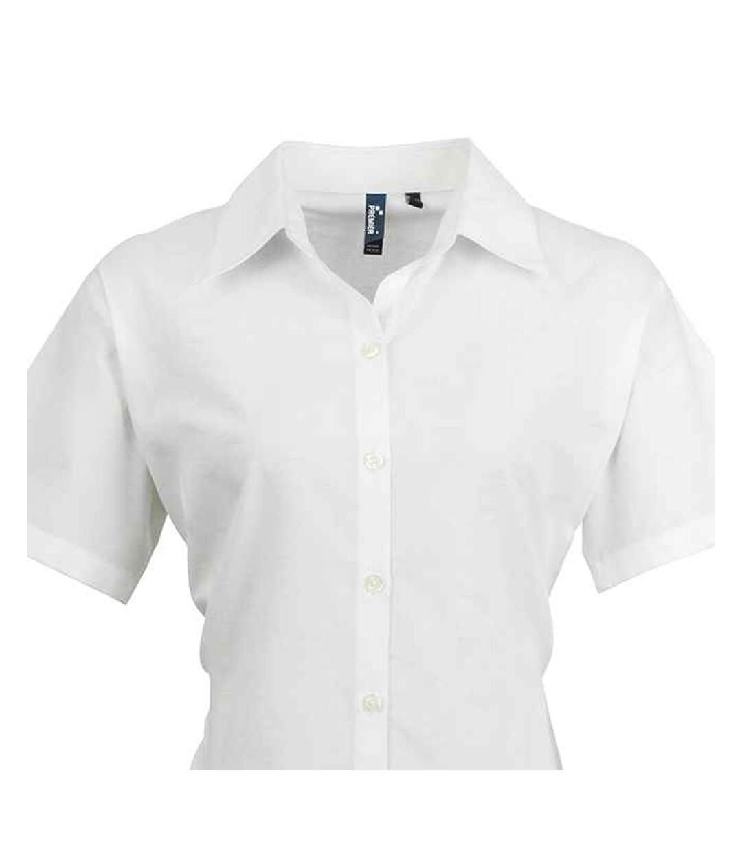 Womens/ladies Signature Pearlised Oxford Short-sleeved Shirt White Premier-2