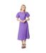 Womens/ladies linen blend puff sleeve midi dress purple Principles