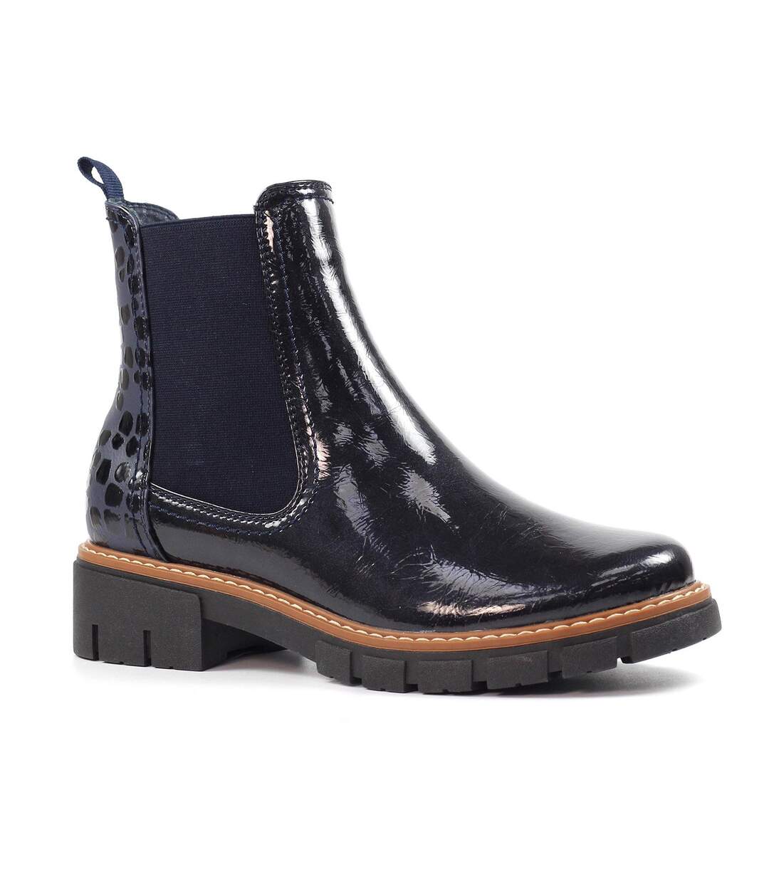 Bottines Motif/style Verni Peace Femme Bleu Lunar-1