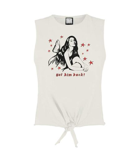 Womens/ladies Get Him Back Olivia Rodrigo Sleeveless Top Vintage White Amplified