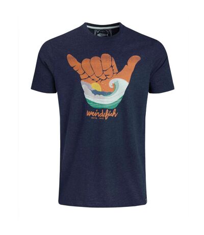 Mens hang loose graphic t-shirt dark blue Weird Fish