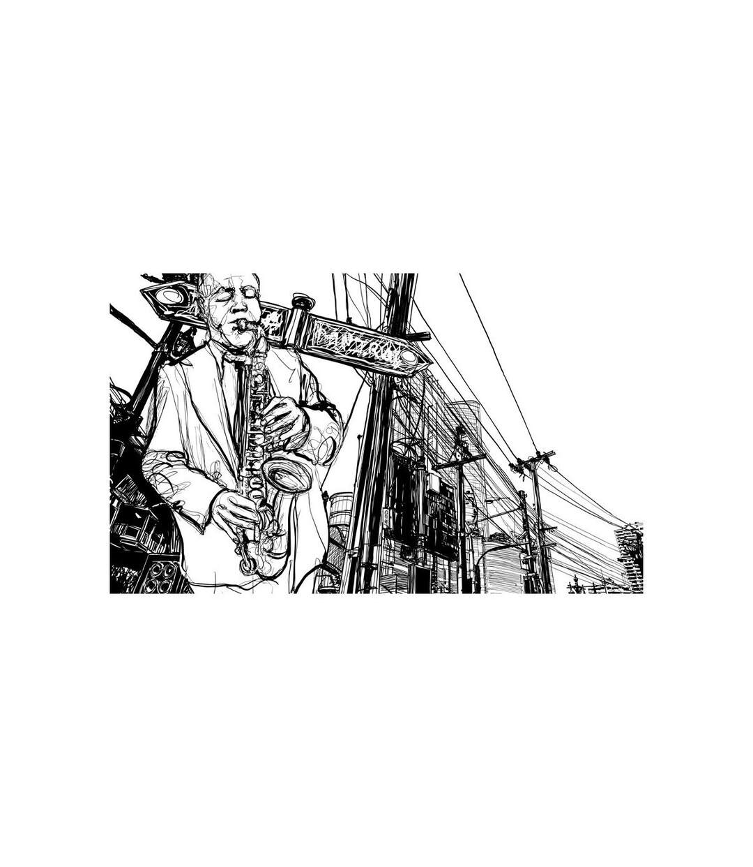 Papier Peint Saxophone Recital on Broadway II 270x450cm-2