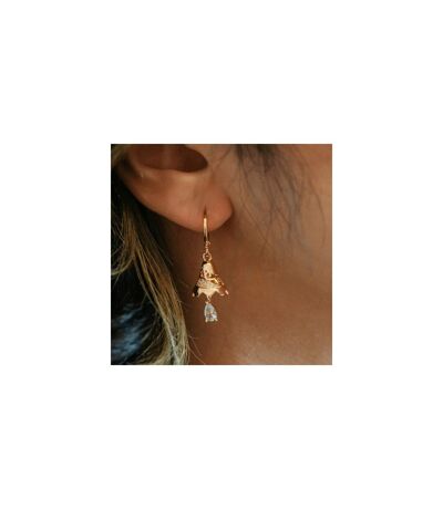 Small Golden Bell Zircon Boho Intricate Hoop Boho Drop Ethnic Dangle Earring