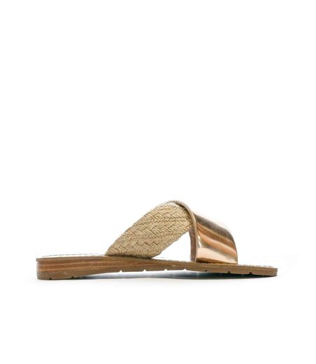 Claquettes croisées rose gold femme chattawak brana